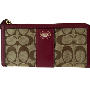 Coach Signature Canvas Wallet - Burgundy